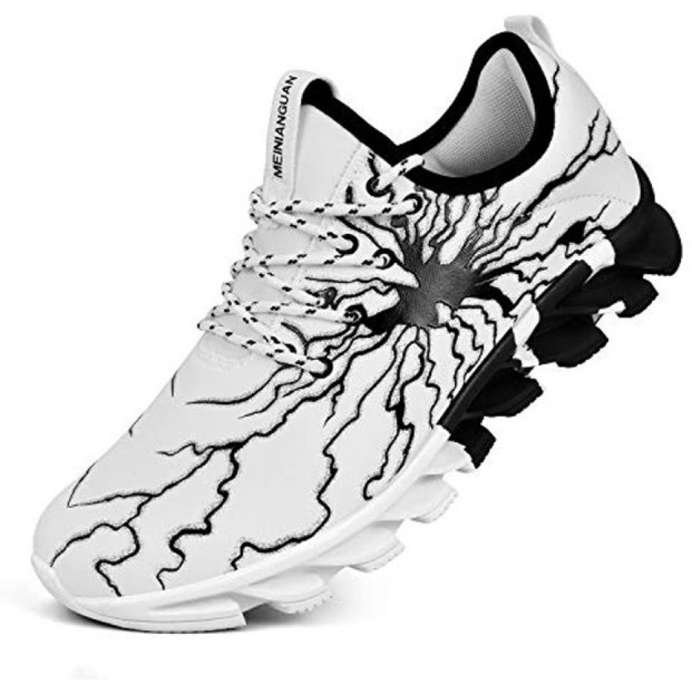 Men's Fashion Sneakers Slip On Tennis Work Shoes Non-Slip Athletic Sports Running Casual Walking Gym Shoes White